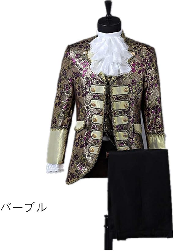 Amazon Co Jp サイズ有xs S M L Xl 演出服 王子様 貴公子 メンズ 宮廷服 公爵 宮廷服 男性用スーツ 5点セット 舞台 中世 貴族 衣装 大人 演奏会 舞台ステージ衣装 演劇オペラ声楽 貴族服装 ヨーロッパ コスプレ衣装 クリスマス仮装 大人 ハロウィン衣装 D9078c0 L