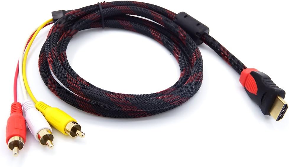 ANRANK HA151080AK HDMI Male to 3RCA Male Extension Cable Adapter for TV HDTV DVD 1080p Black 1.5M