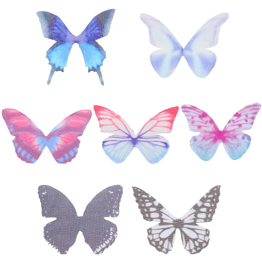 SUNNYCLUE 1 Box 80Pcs 8 Colors Organza Butterflies Organza Butterfly Wings Organza Butterfly Charms Large 3D Fabric Butterfly Wings Ornaments for Hair Clips Wedding Party Sewing Craft Wall Decor