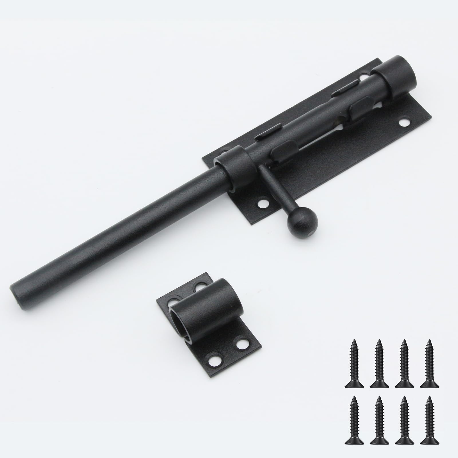 Lxoraziy 200mm(8″) Heavy Duty Slide Gate Latch Bolt Safety Door Lock with Padlock Hole, Stainless Steel Garden Gate Bolt, Solid Barrel Bolt with Screw for Wooden Gates Barrel Fence Shed Basement