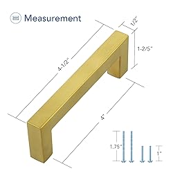 Ravinte 1 Pack Gold Cabinet Pulls 4 Inch Brushed