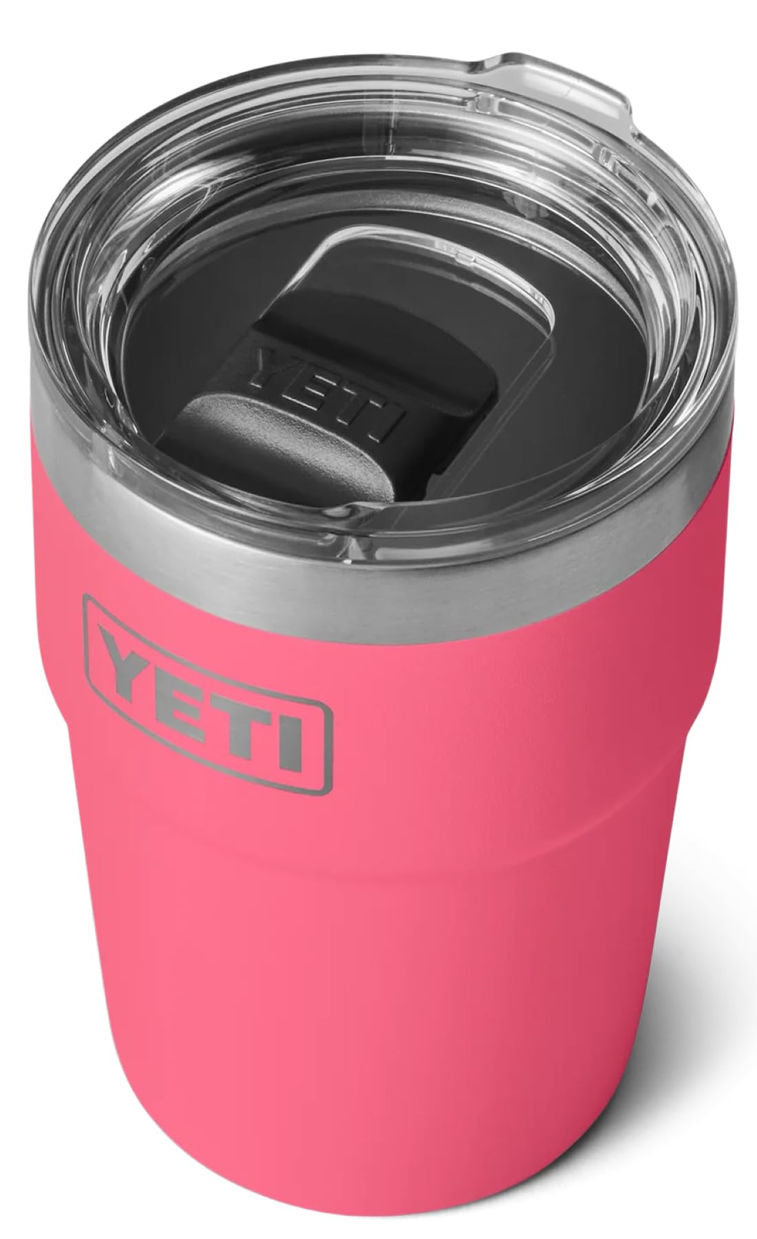 YETI Rambler 16 oz (473 ml) Stackable Cup with Removable Magslider Lid, Stainless Steel Vacuum Insulated Coffee Cup, Tropical Pink