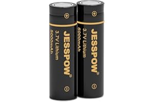 JESSPOW 2I7OO 3.7 Volt Rechargeable Batteries, 2I7OO Battery 5000mAh Flat Top Li-ion Batteries for Flashlight, Headlamps, etc 2 Pack