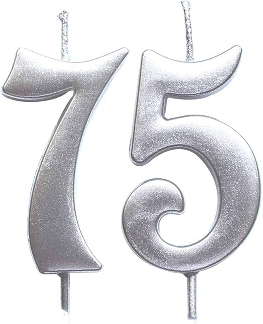 Amazon Com Magjuche Silver 75th Birthday Numeral Candle Number