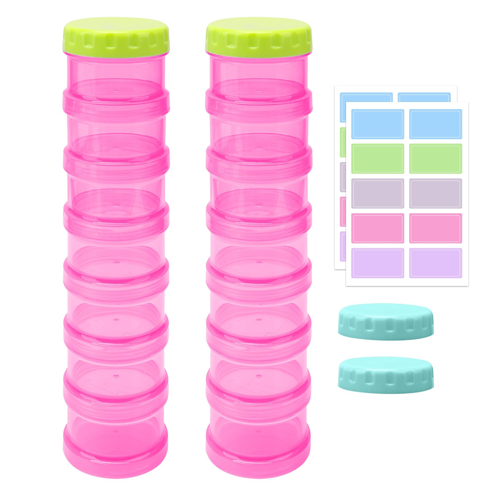 Photo 1 of 2 Pack 7 Day Pill Organizer Case Stackable Weekly Supplements Vitamins Pills Holder Dispenser Large Translucent Pink with Extra Lid