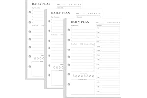 (3-Pack) 7-Hole Undated Daily Planner Refill - A5 To Do List Insert, 300 Sheets/600 Pages Planner and Lined Refill, 6-Hole Pu