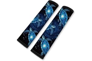 DOODLREAM 2Pcs Soft Auto Seat Belt Cover Pad Neon Galaxy Sea Turtle Print Colorful Car Seatbelt Shoulder Cushion for Comforta