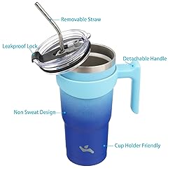 Konokyo 20 oz Tumbler with Handle and 2 Straw 2