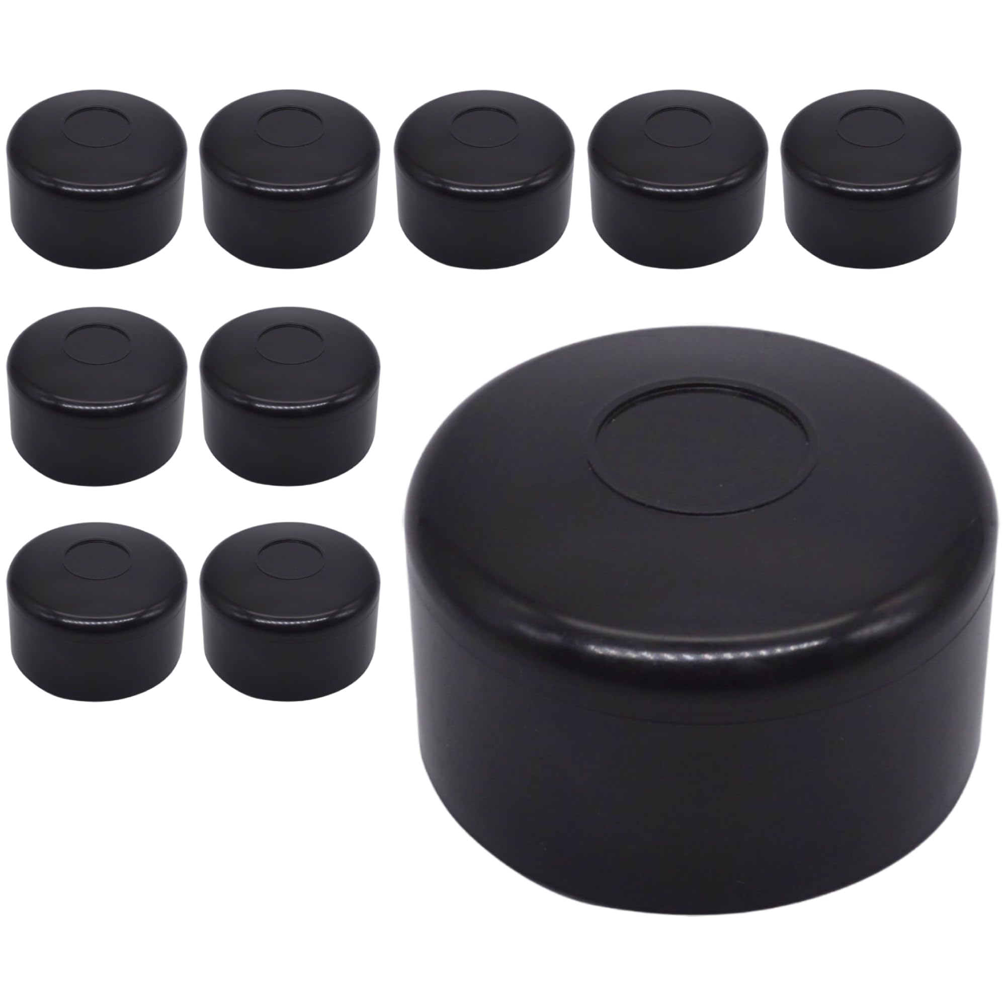SKIR'CO (10 pcs) Fence Post Caps, Round 51 mm Black Plastic Caps for Round Fence Posts, Fence Post Covers, Black RAL 9005 Colour