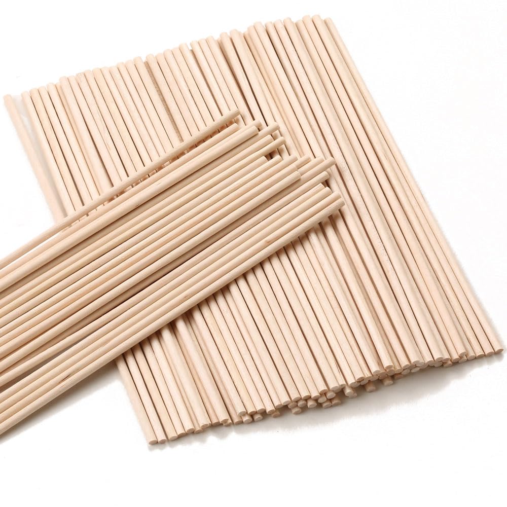 100PCS 1/8 x 12 Inch Dowel Rods Wood Sticks Wooden Dowel Rods - Unfinished Natural Wood Craft Dowel Rods - for Crafts and DIY