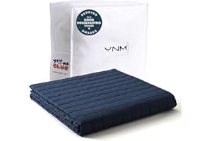 YnM Exclusive Weighted Blanket, Soothing Cotton, Smallest Compartments with Glass Beads, Bed Blanket for One Person of 140lbs