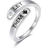 AXOMY Let Them Ring S925 Sterling Silver Self Worth Motivation Ring Open Adjustable Let Them Jewelry Inspirational Gift for Women Men Friends