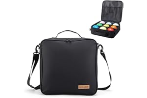 QYILUARE Case Only | Heavy-Duty Water-Resistant Bocce Ball & Tennis Ball Case with Sponge Protection – Bocce & Tennis Ball Bag Holds 8 Balls & Pallino, Adjustable Strap, Fits 100-107mm