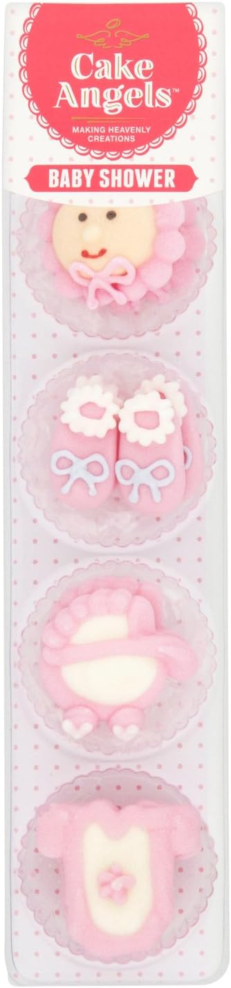 Cake Angels Pink Royal Icing Baby Shower Edible Hand Crafted Cake Decorations
