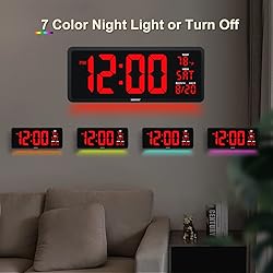 YORTOT 16” Large Digital Wall Clock with Remote