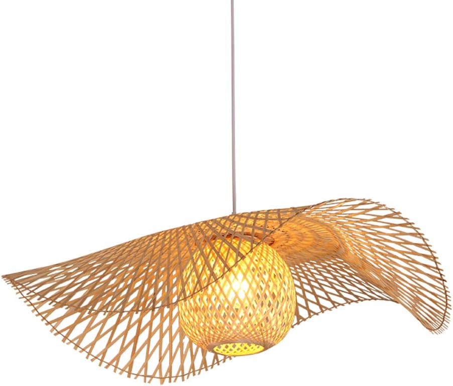 Lámpara Colgante Vintage Bambú Tejida Mano Sombrero Bambú Natural Mesa