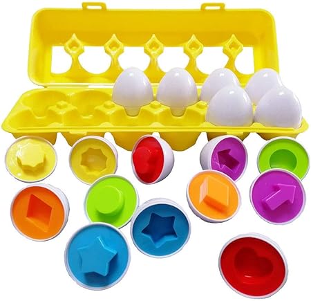 Amazon Zaveleng おそろいの卵 幼児用おもちゃ 教育的な色と認識能力 勉強用おもちゃ 色と形の一致卵の学習セット 2歳以上のお子様 赤ちゃん 幼児 男の子 女の子 12 知育 学習玩具 おもちゃ