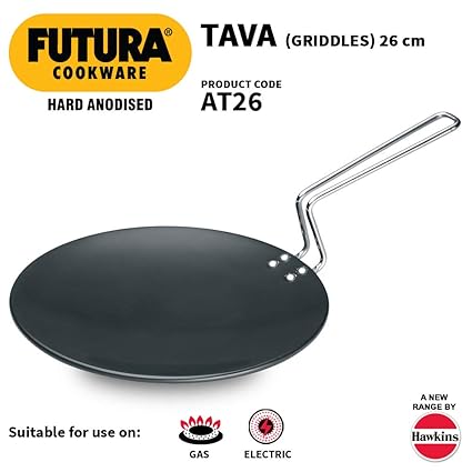 Hawkins Futura Hard Anodised Tawa, 26cm, Black