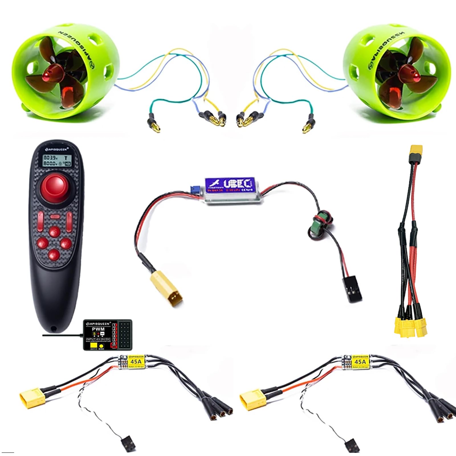 Photo 1 of ApisQueen 12V~16V Underwater Thruster U1 Set, with ESC and RC, 7.5LBS Thrust Brushless Underwater Motor Subsea Thruster for ROVs Boats