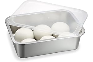 BSTKEY Pizza Dough Proofing Box, Stackable Stainless Steel Food Storage Box Container with Lid, Fits 4-6 Dough Balls, 14.1 x 10.6 Inch Large Capacity Household Pizza Dough Container