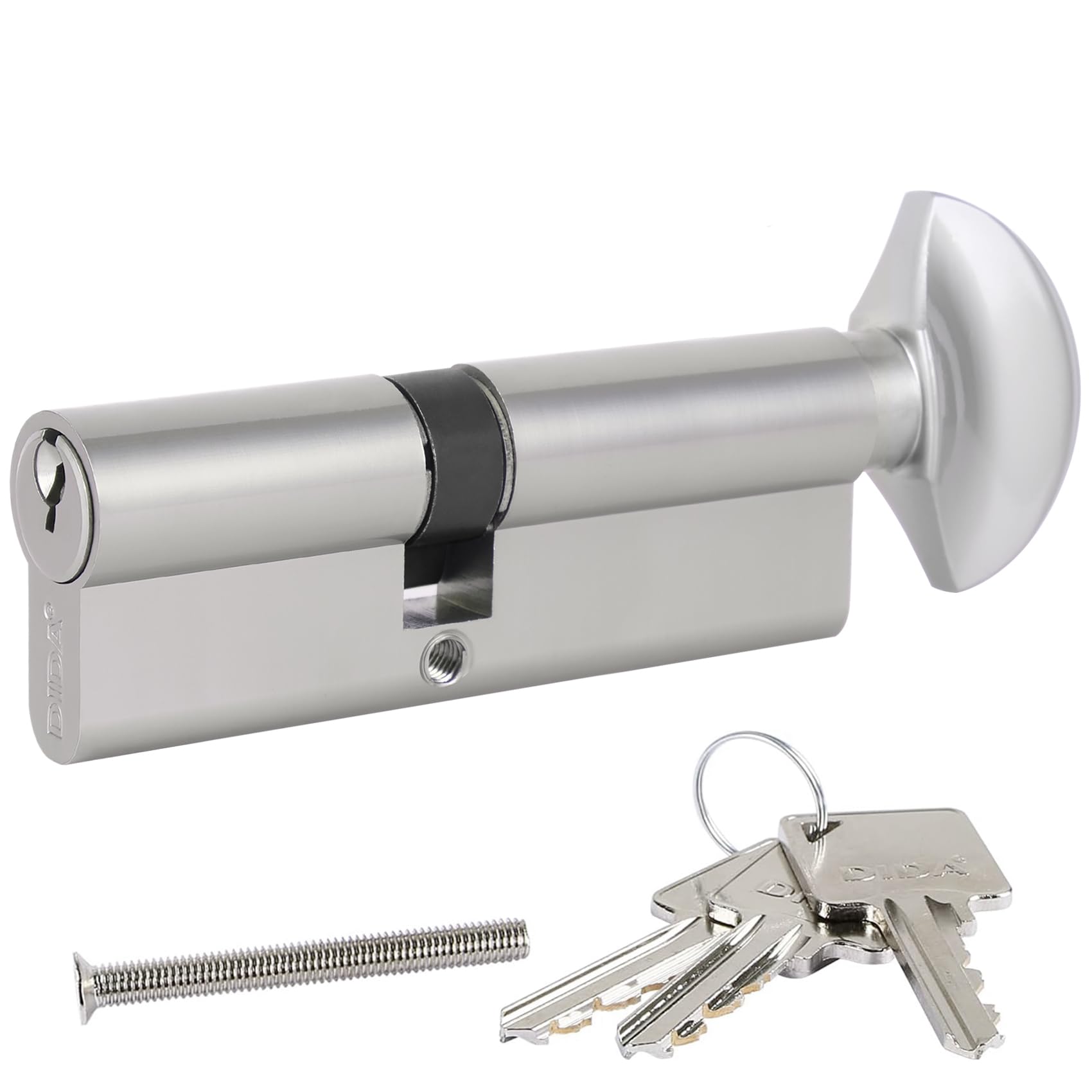 DIDA® 100mm(55T/45) Thumb Turn Euro Cylinder Lock,UPVC Barrel Lock with 3 Keys Anti-Pick,Anti-Bump,Anti-Drill,High Security,Nickel Finish,Suitable for All Door Types,BS EN 1303:2005