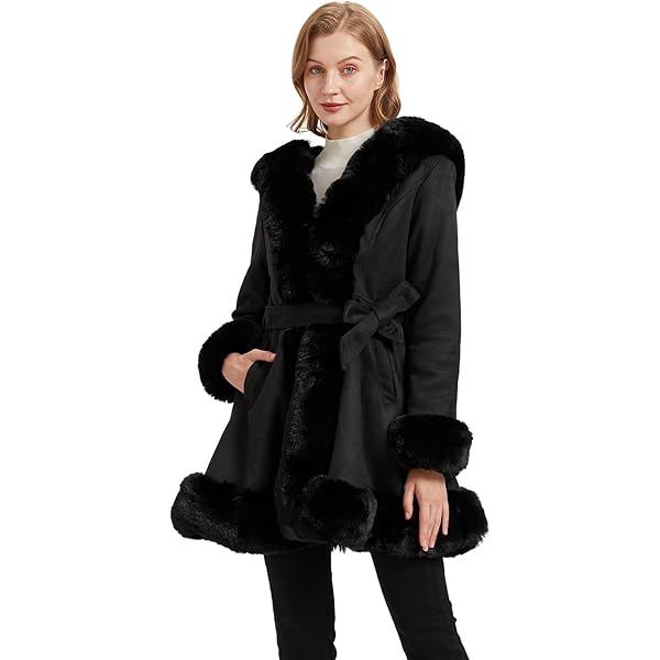 NXBC Winter Faux Fur Coats for Women,Faux Fur Leather Jacket Women