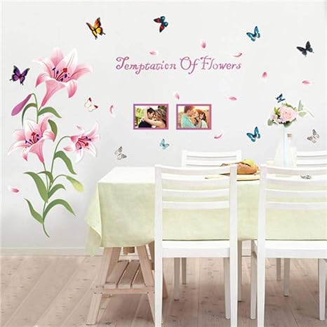Tivopa Vinilo Mariposa Lirio Pegatinas De Pared Sala De Estar