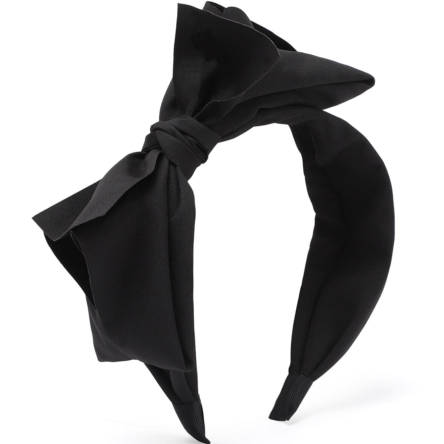 WantGor Big Bowknot Women's Knotted Wide Turban Headbands - Hoop Hair Band Bows (Black)