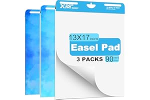 GENERIC XM Sticky Mini Easel Pad, 13 x 17 Inches, Self Stick Flip Chart Paper,Sticky Chart Paper for Teachers, Anchor Chart Paper for Office, 30 Sheets/Pad, 3 Pad