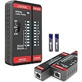 Network Cable Tester with RJ45 RJ11 Port, Ethernet Cable Tester, Ethernet Tester Tool Fast/Slow Testing, POE Test UTP/STP Cab