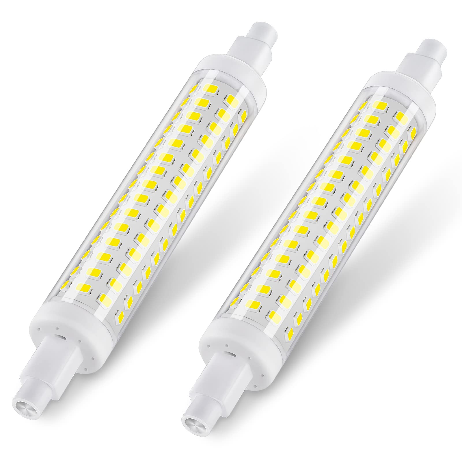 DiCUNO R7S 118mm LED 10W Linear Light Bulb, Cool White 6000K, 1300LM, 125W Halogen Replacement, Non-dimmable, 360°Double Ended J118 for Ceiling Reflector Floodlight Lamp, 2 Pcs