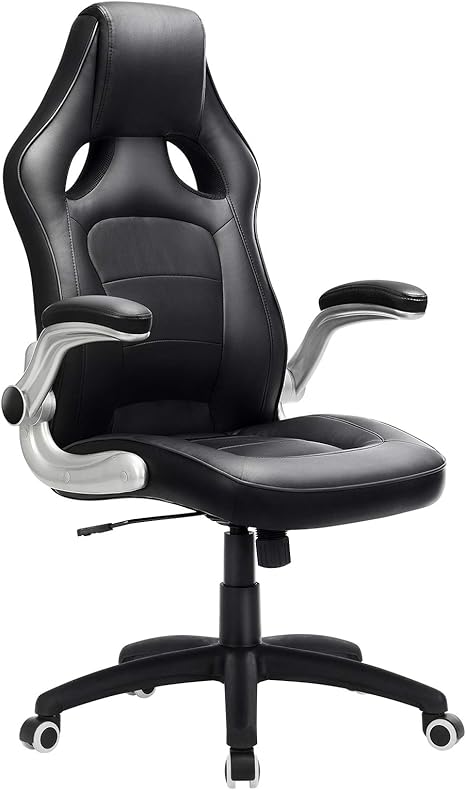 Songmics Fauteuil Gamer Fauteuil De Bureau Accoudoirs Pliables Dossier Haut Hauteur Reglable Ergonomique Noir Obg62b Amazon Fr Cuisine Maison