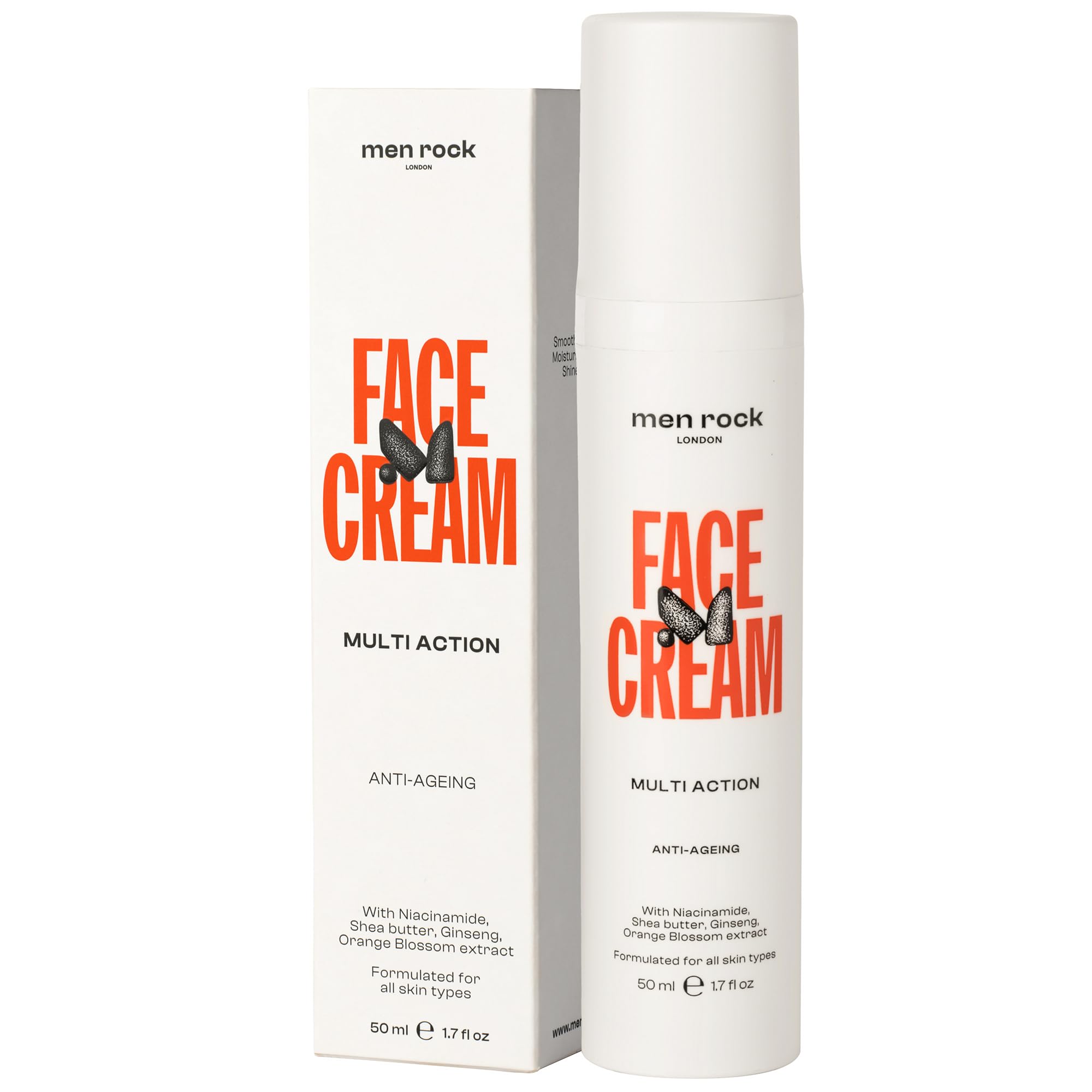 Men Rock Niacinamide Face Moisturiser for Men - Targets Fine Lines & Wrinkles, Deeply Moisturises for Healthy, Radiant Skin - Enriched with Shea Butter - 50 ml