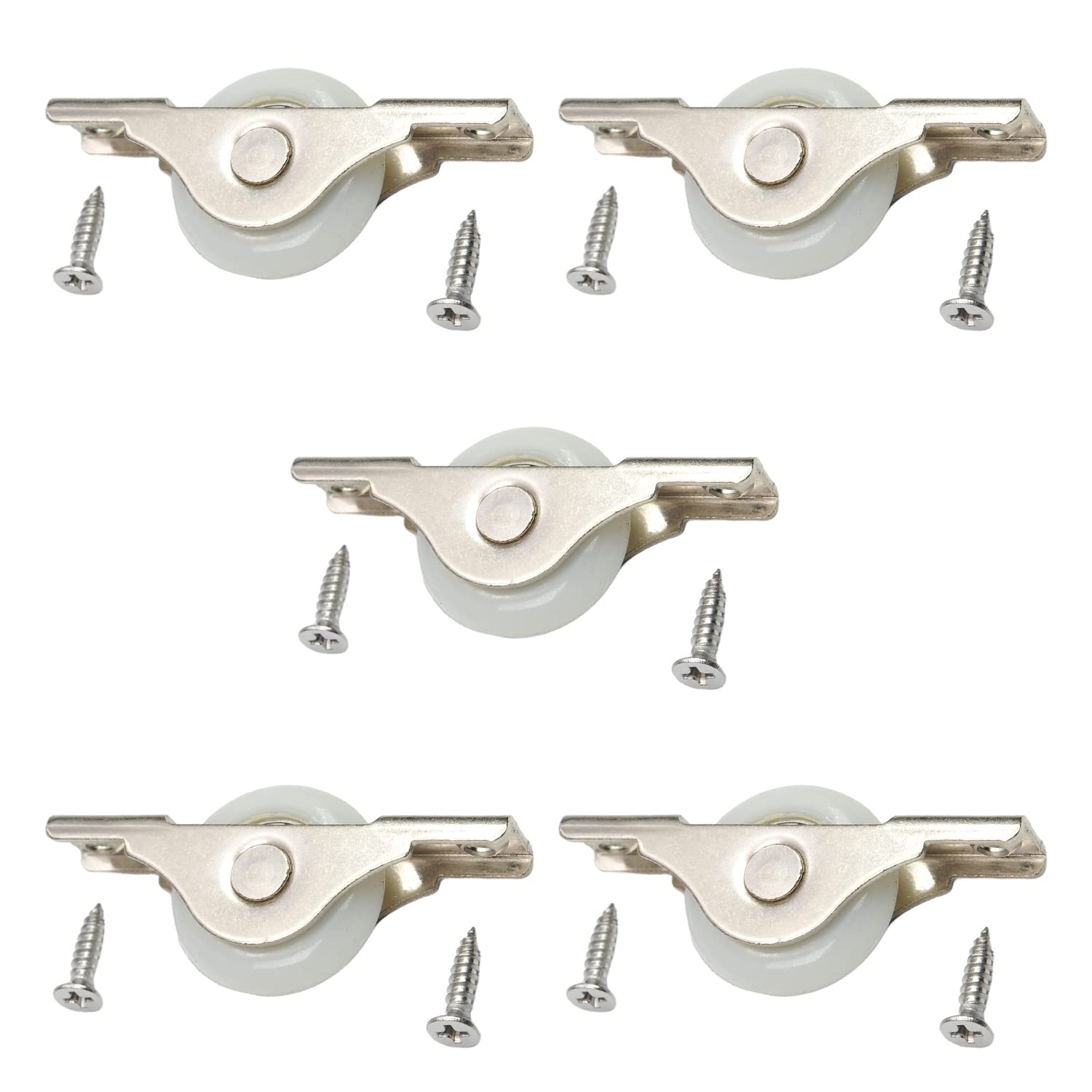 Photo 1 of MroMax 5Pcs Screen Door Rollers 29mm/1.14" Dia White Sliding Wheel Electroplating Sliding Wheel with Stainless Steel Shell for Garage Screen Door