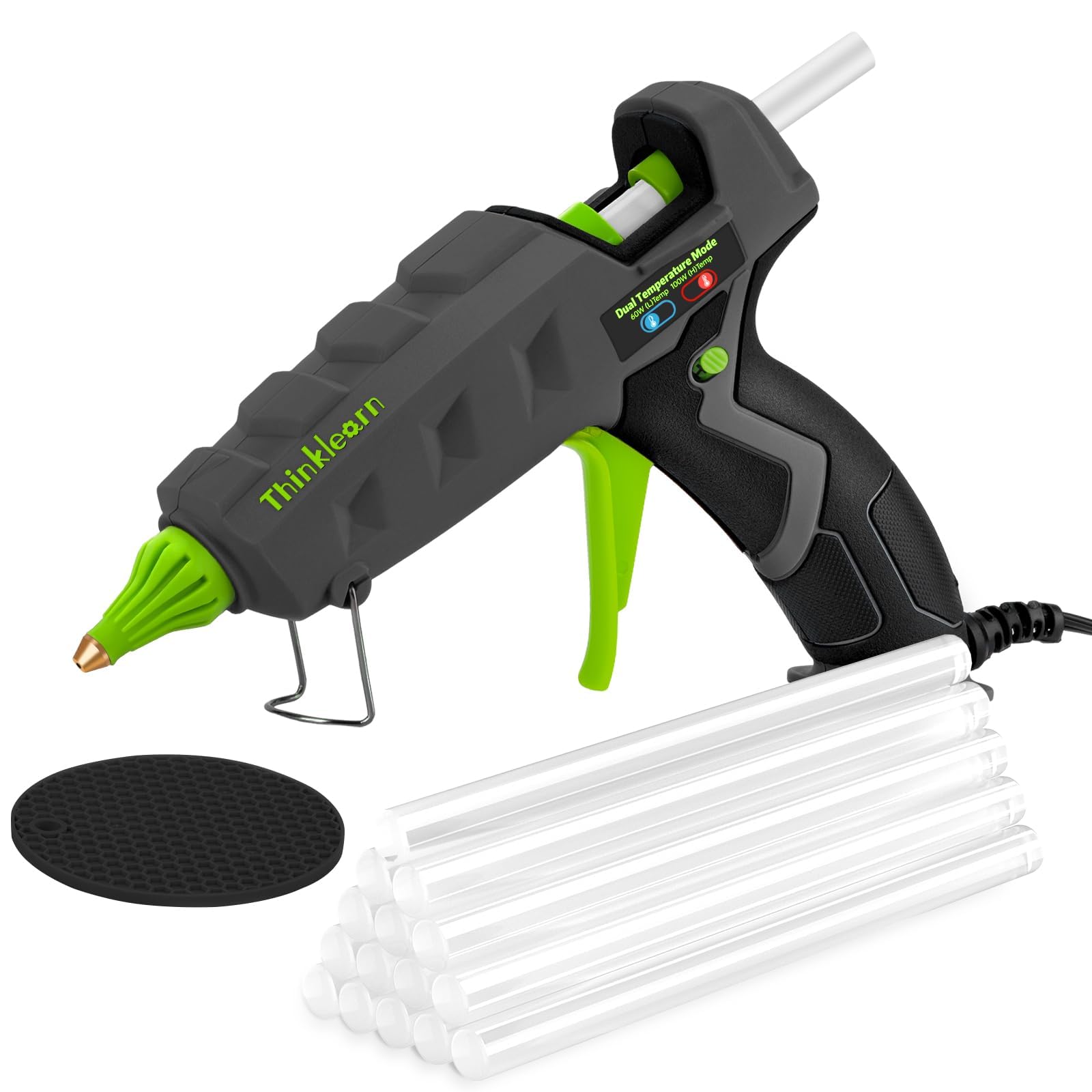 Photo 1 of ThinkLearn 60/100W Dual Power Hot Glue Gun Kit with 15 Glue Sticks (7/16"), Heavy Duty Large Glue Gun for Crafts, DIY, Home Repairs - Gray