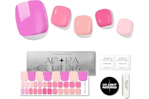 ADORA COUTURE Semi Cured Gel Nail Strips Pedicure Stickers, 32 Pieces, Glossy Gel Nail Stickers for Toes, Salon Quality Nails at Home, UV Light Required, Veri Peri P