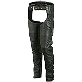 Daniel Smart Motorcycle Economy Leather Chaps All Season Unisex Biker Assless Chaps with Customizable fit and Carry Pockets