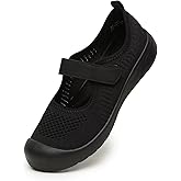 DEXJEWU Women's Mary Jane Flats Comfortable Knit Slip-on Walking Shoes Ballet Flats Dressy Casual Shoes with Adjustable Straps Arch Support