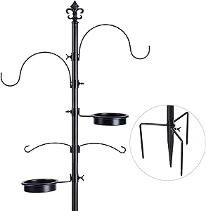 BOLITE 18014 Bird Feeding Station, Bird Feeder Pole Stand for Outside, Improved Prongs Design, Black