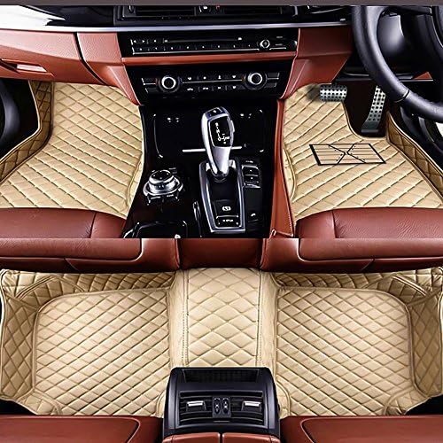 VEMAT Car Floor Mats Fit for ŔANGE ŔOVER Sports 2014-2018 Faux Leather Carpets (Beige)