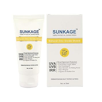 SunKage SPF 50, 100% Physical Sunscreen Natural Zinc Oxide Shield Sunscreen Lotion 50ML