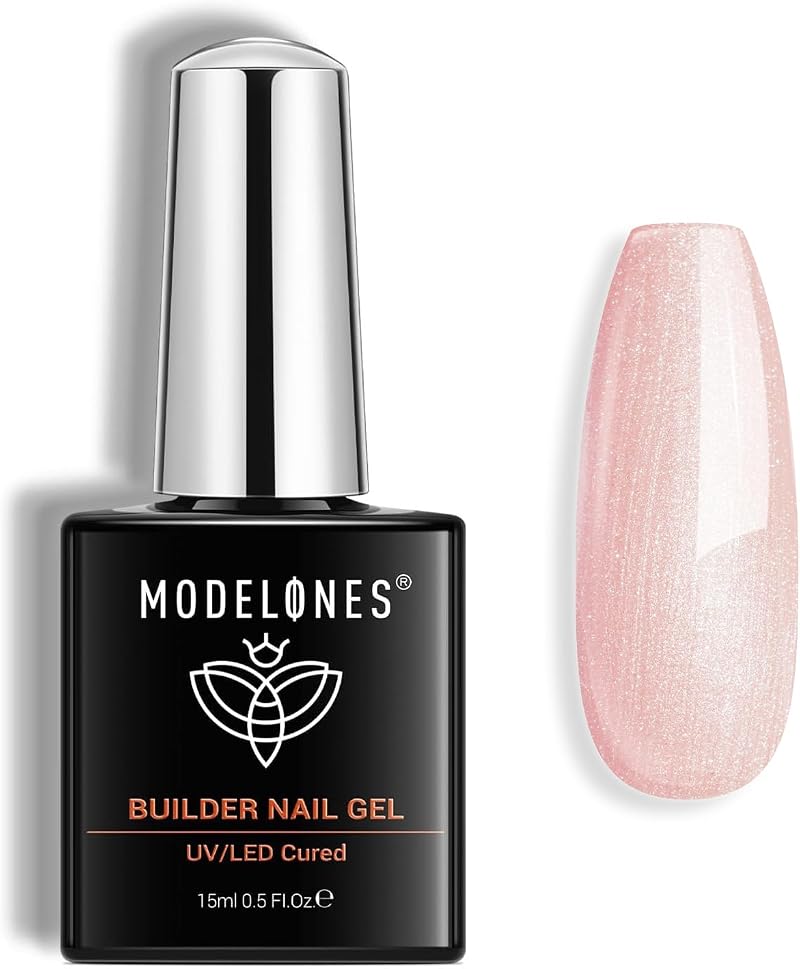 modelones 8-in-1 Builder Gel Pink Shimmer 15ml Hard Gel for Nails