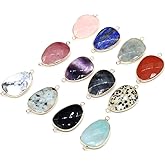Zotoone Natural Crystal Stone Pendants Charm Gemstones Links Faceted Waterdrop Jewelry Connector with Brass Findings Golden for Necklace Bracelet Jewelry Making DIY Crafts 5Pcs