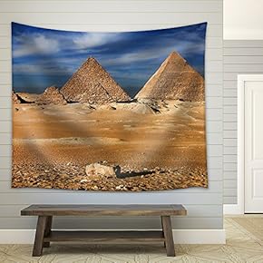 Miracle of The World, The Egyptian Pyramids - Fabric Wall Tapestry Home Decor - 51x60 inches
