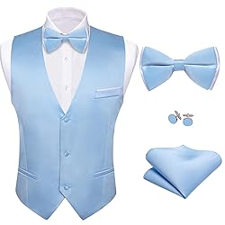 Barry.Wang Mens Baby Blue Formal Suit Vest V-neck