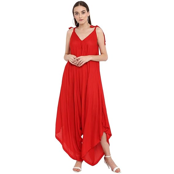 red jumpsuit culotte