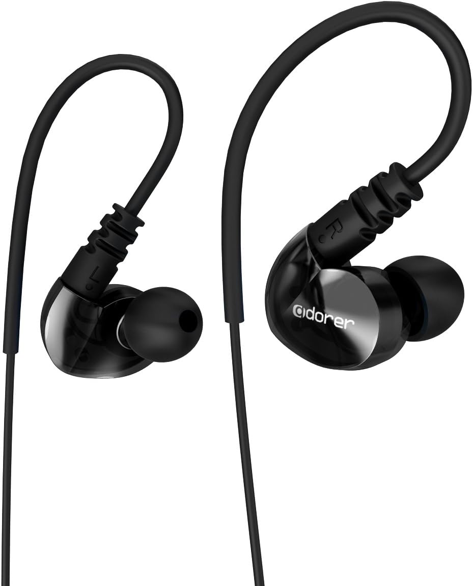 SingDeRing IPX4 Water Resistant Sports Headphones Wired in Ear Headsets Noise Isolation Corded Earbuds Enhanced Bass Stereo Earphones with Microphone and Remote for Running Jogging Gym Outdoor