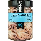 Renna Baby Octopus in Sunflower Oil, Small Octopus, 10.58 oz | Ready-to-Eat Mediterranean Seafood, Tender Italian Seafood Antipasto, Product of Italy