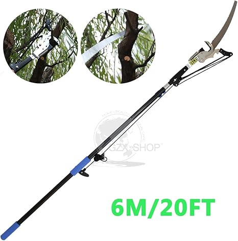 Amazon Co Jp 3 6m 7 2m伸縮ポールソー 拡張可能なツリー剪定ばさみ 枝や葉を剪定およびトリミングするためのスチール ソーブレード付きの伸縮可能な造園ポールソー 6m ft ホーム キッチン