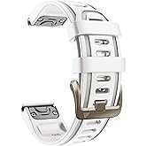 PCAVO 20mm Watch Band for Garmin fenix 5s 6s 7s pro solar Quick Fit 20 silicone bands replacements with light Soft gold buckle for garmin epix pro gen 2 42mm Descent Mk2s/3/3i Short for Women